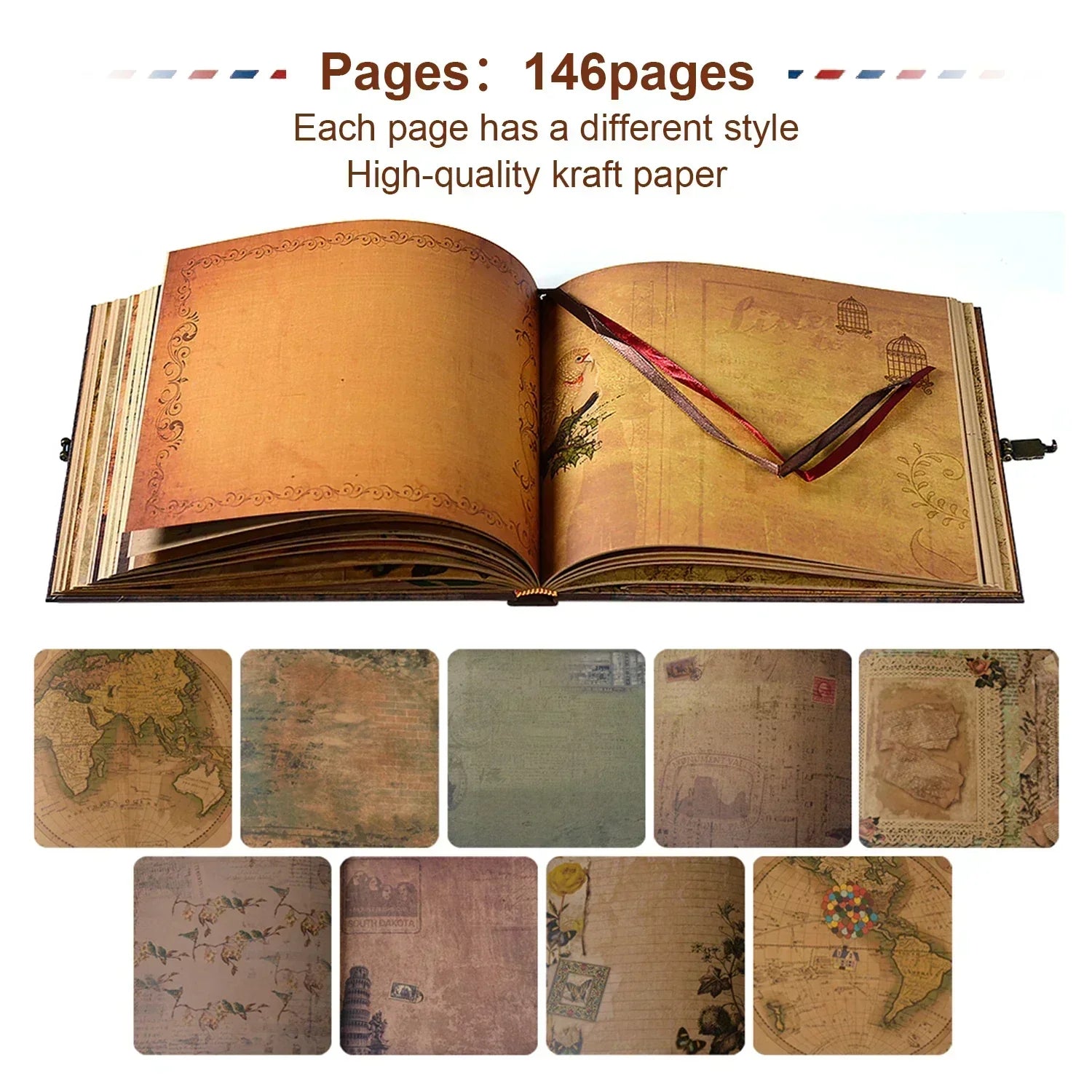 CherishBound 146-Page Customizable Scrapbook for Memories