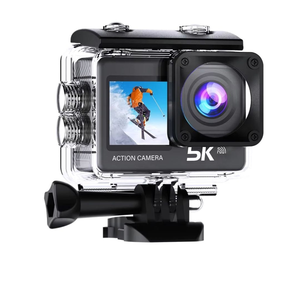 5K Waterproof Action Camera with Night Vision and Sports Mount Kit for Adventures