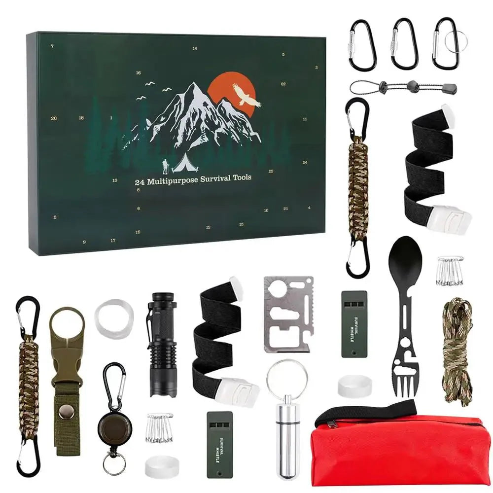 Survival Advent Calendar with 24 Outdoor Tools – Compact Kit for Adventurers