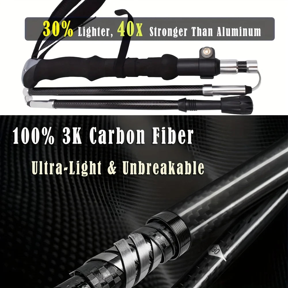 Lightweight Carbon Fiber Hiking Poles with Quick Flip Lock - Adjustable Trekking Sticks for Comfort and Stability