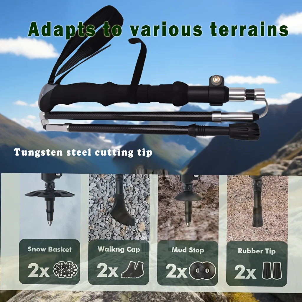 Lightweight Carbon Fiber Hiking Poles with Quick Flip Lock - Adjustable Trekking Sticks for Comfort and Stability