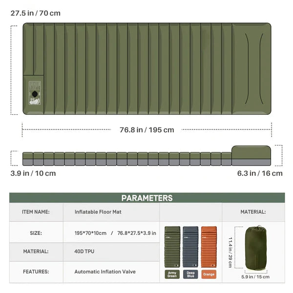 Inflatable Camping Mattress with Built-in Foot Pump for Outdoor Comfort