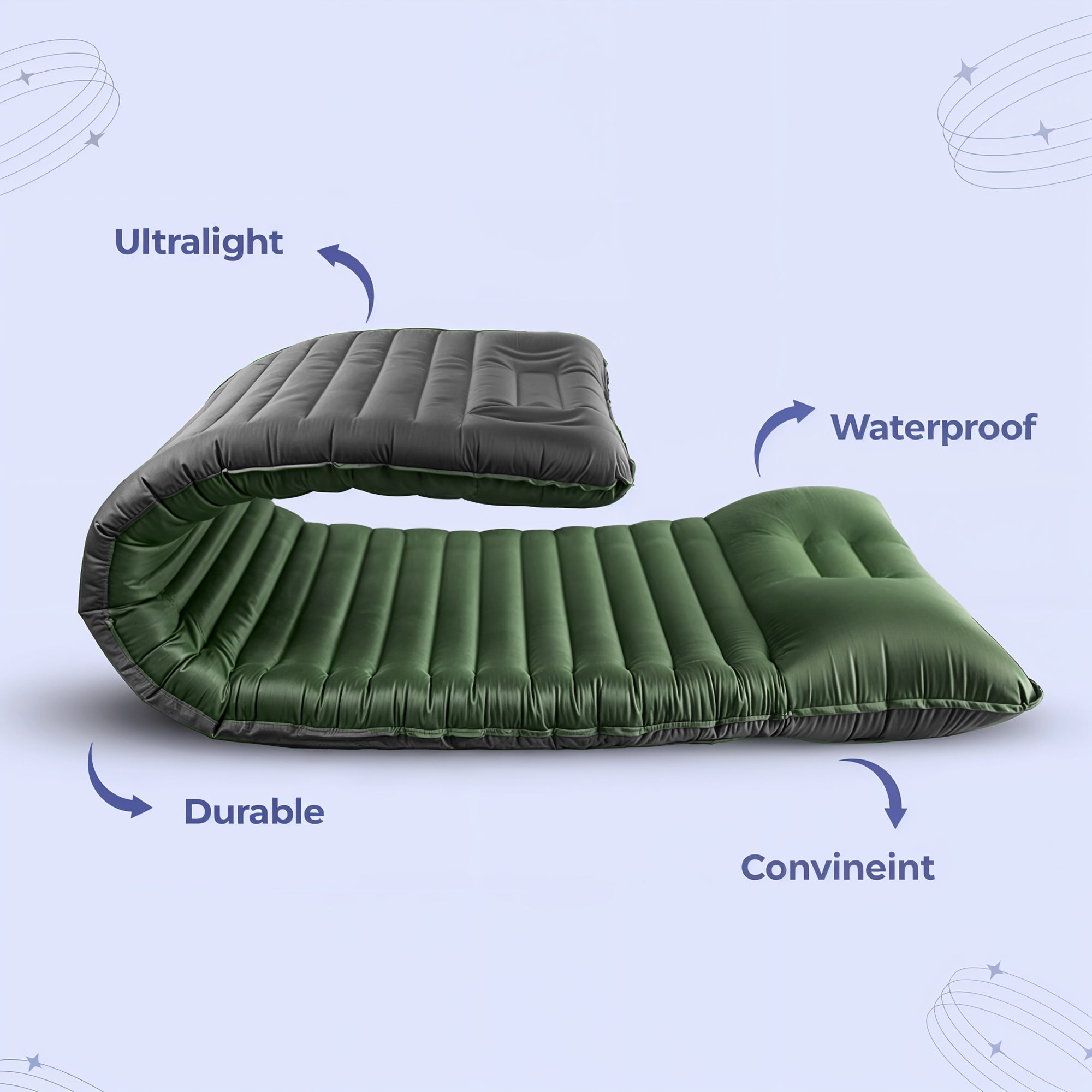 Inflatable Portable Mattress with Built-In Foot Pump – Lightweight Comfort
