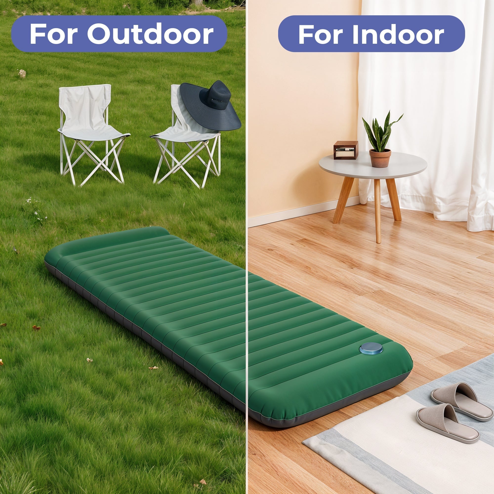 Inflatable Portable Mattress with Built-In Foot Pump – Lightweight Comfort