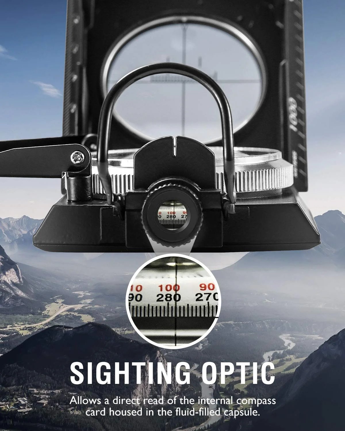 Waterproof Aluminum Alloy Compass with Clinometer for Hiking and Camping