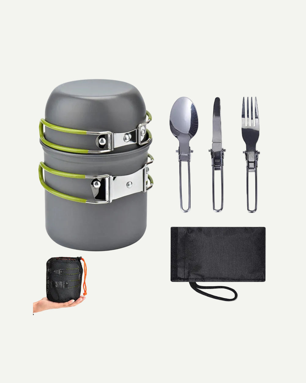 Lightweight Cooking Set for Camping - Hard Anodized Aluminum, 430g, 1-2 Person