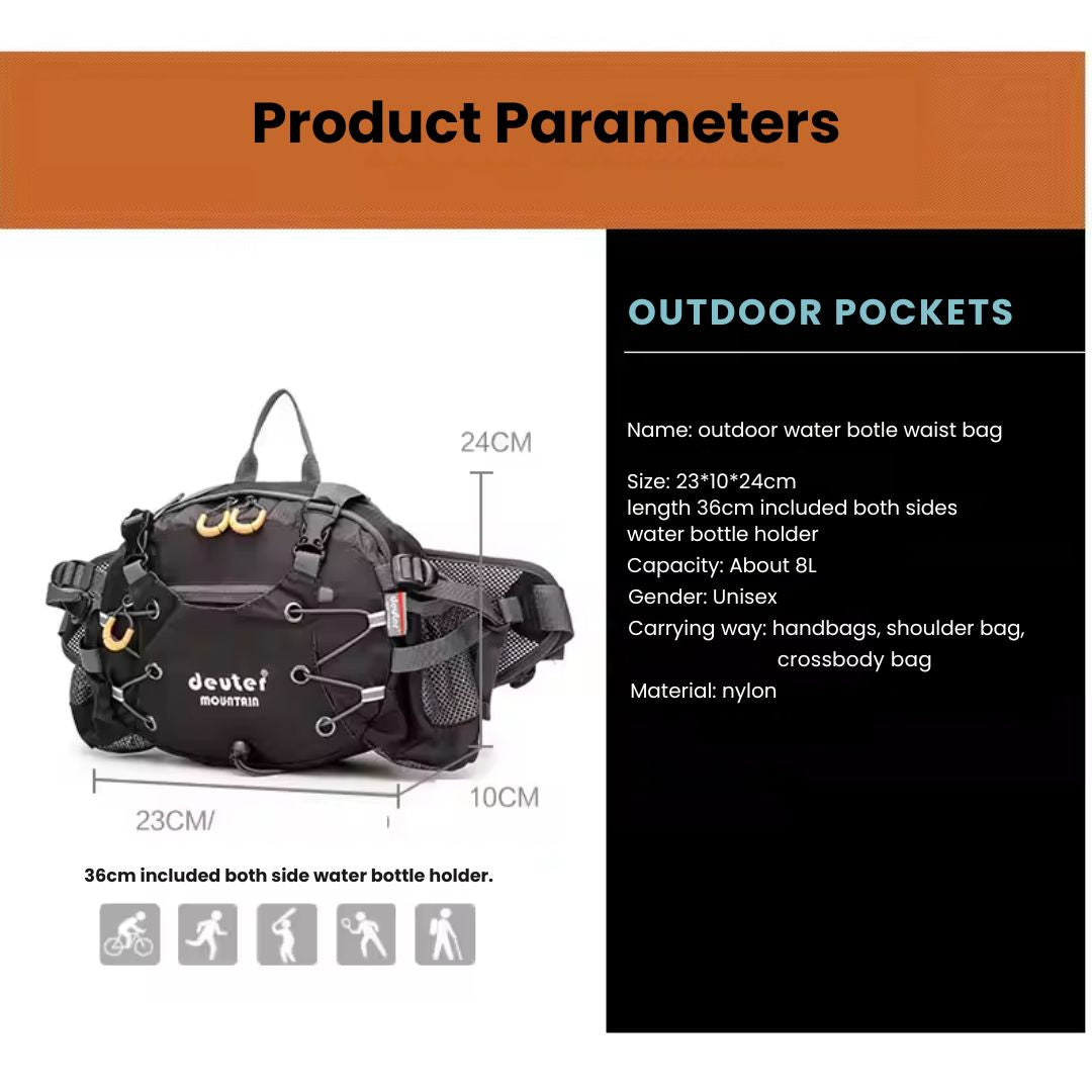 Waterproof Hiking Fanny Pack with 5L Storage for Outdoor Adventures