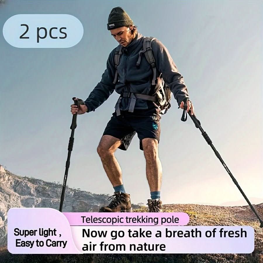 Adjustable Hiking Poles with Shock Absorption – Lightweight Aluminum Trekking Sticks for Stability