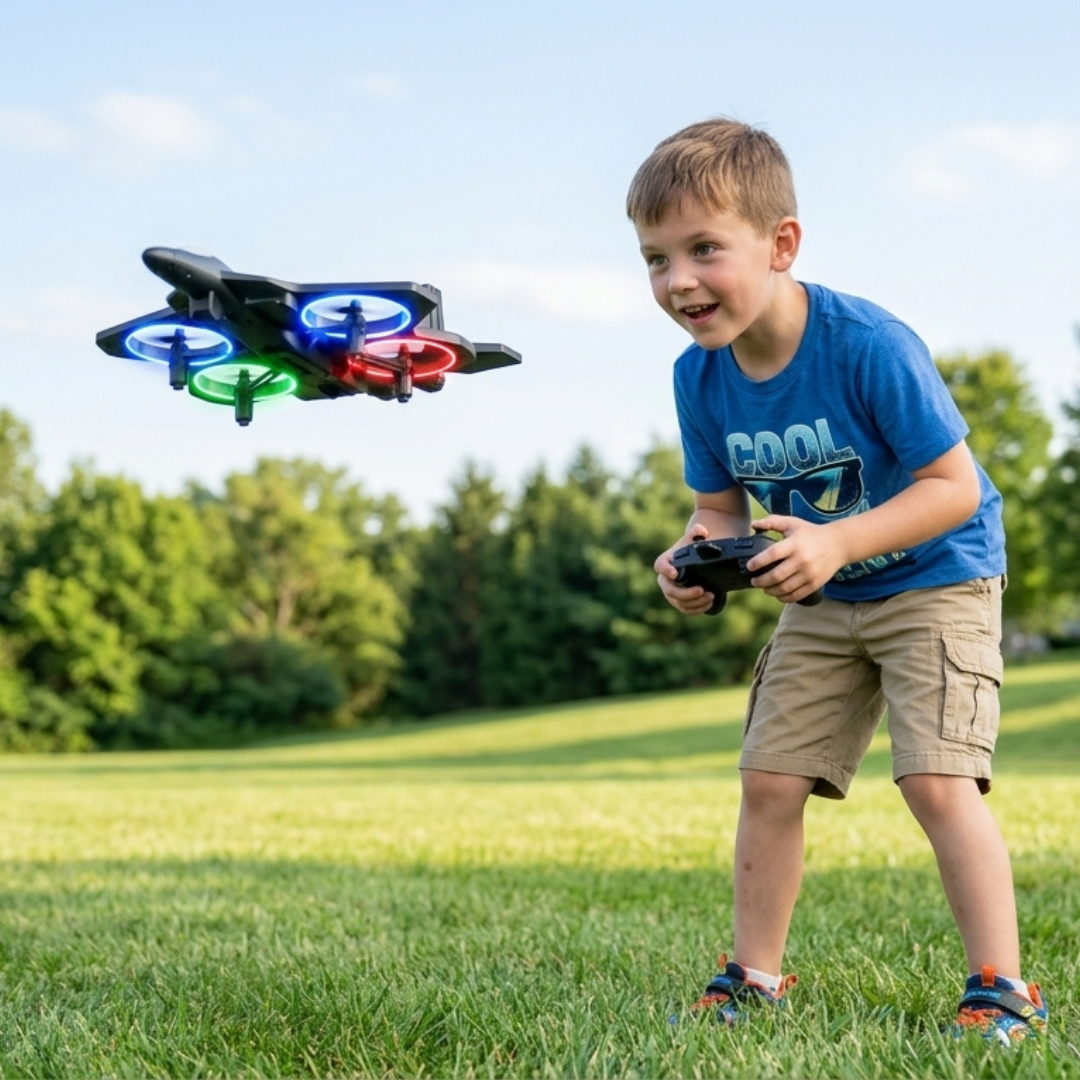 Remote Control Foam Drone for Kids – LED Light, Crash-Resistant, Ages 5+