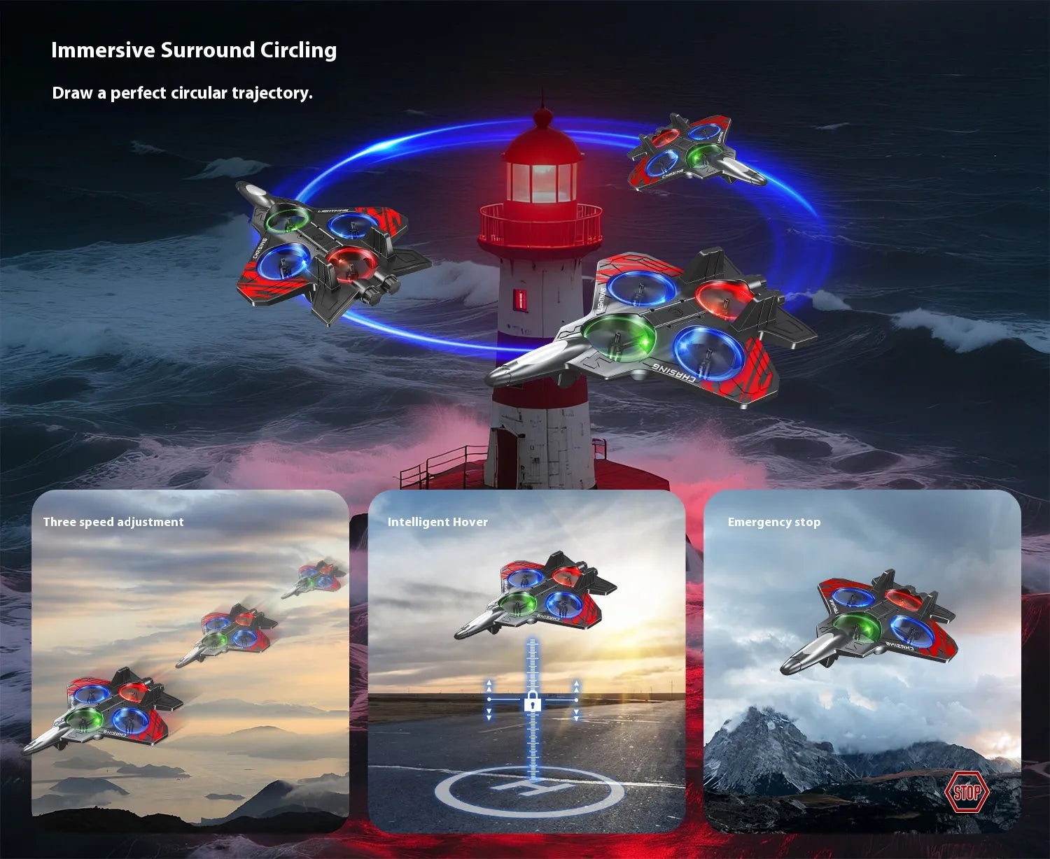 Remote Control Foam Drone for Kids – LED Light, Crash-Resistant, Ages 5+