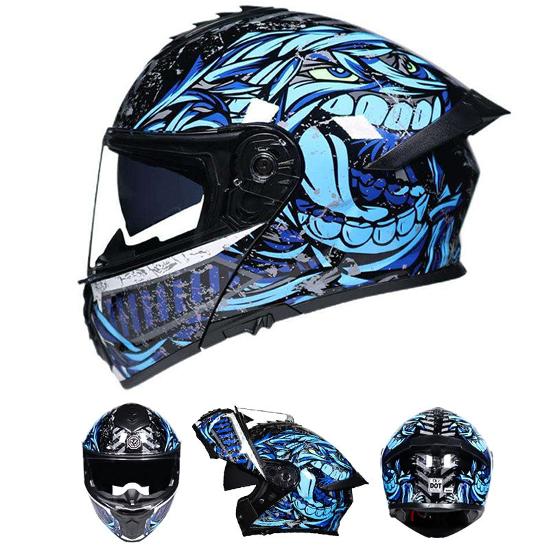 Motorcycle Helmet with Dual-Lens Design – Certified Safety & Comfortable Fit