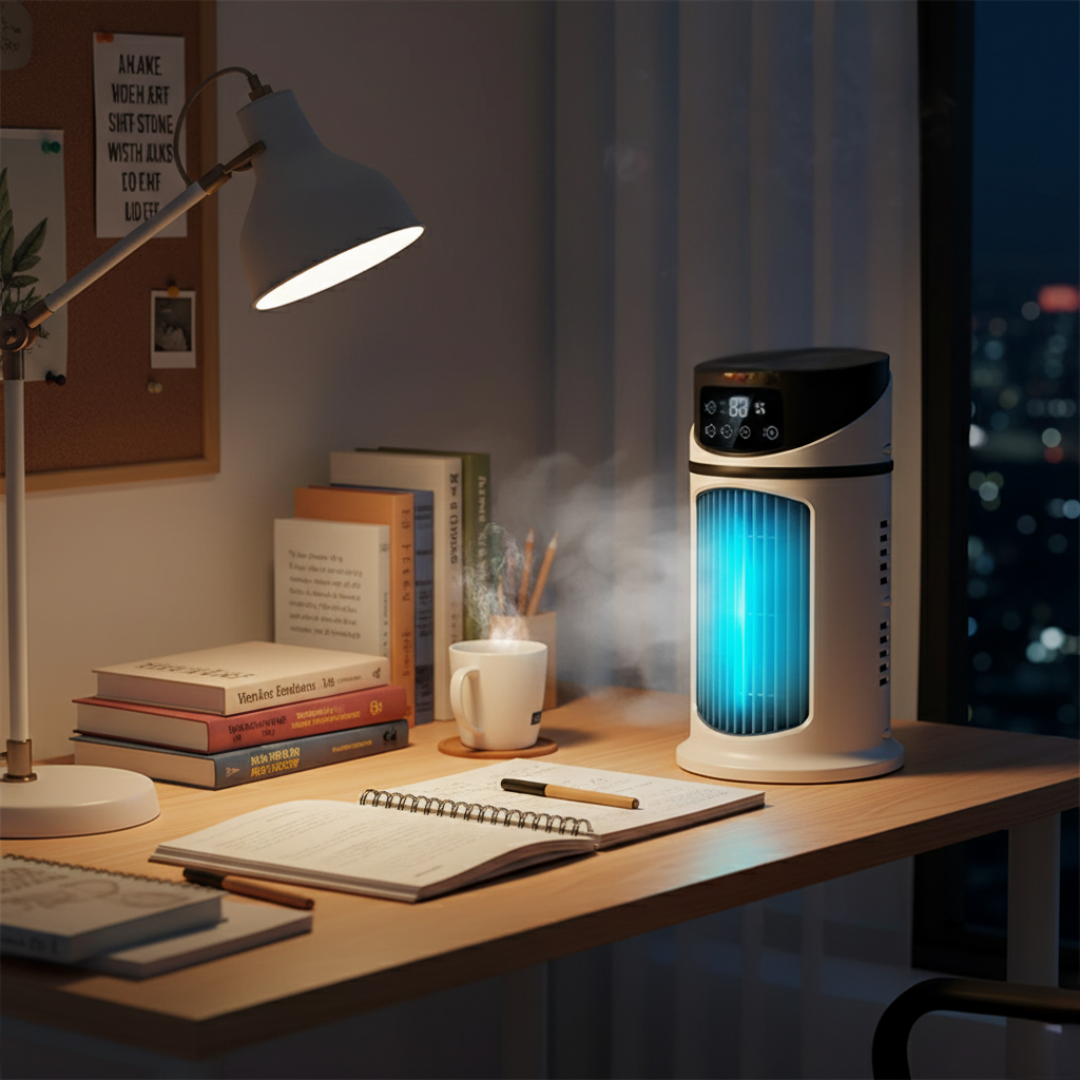 USB-Powered Portable Air Cooler and Humidifier for Home and Desk Use