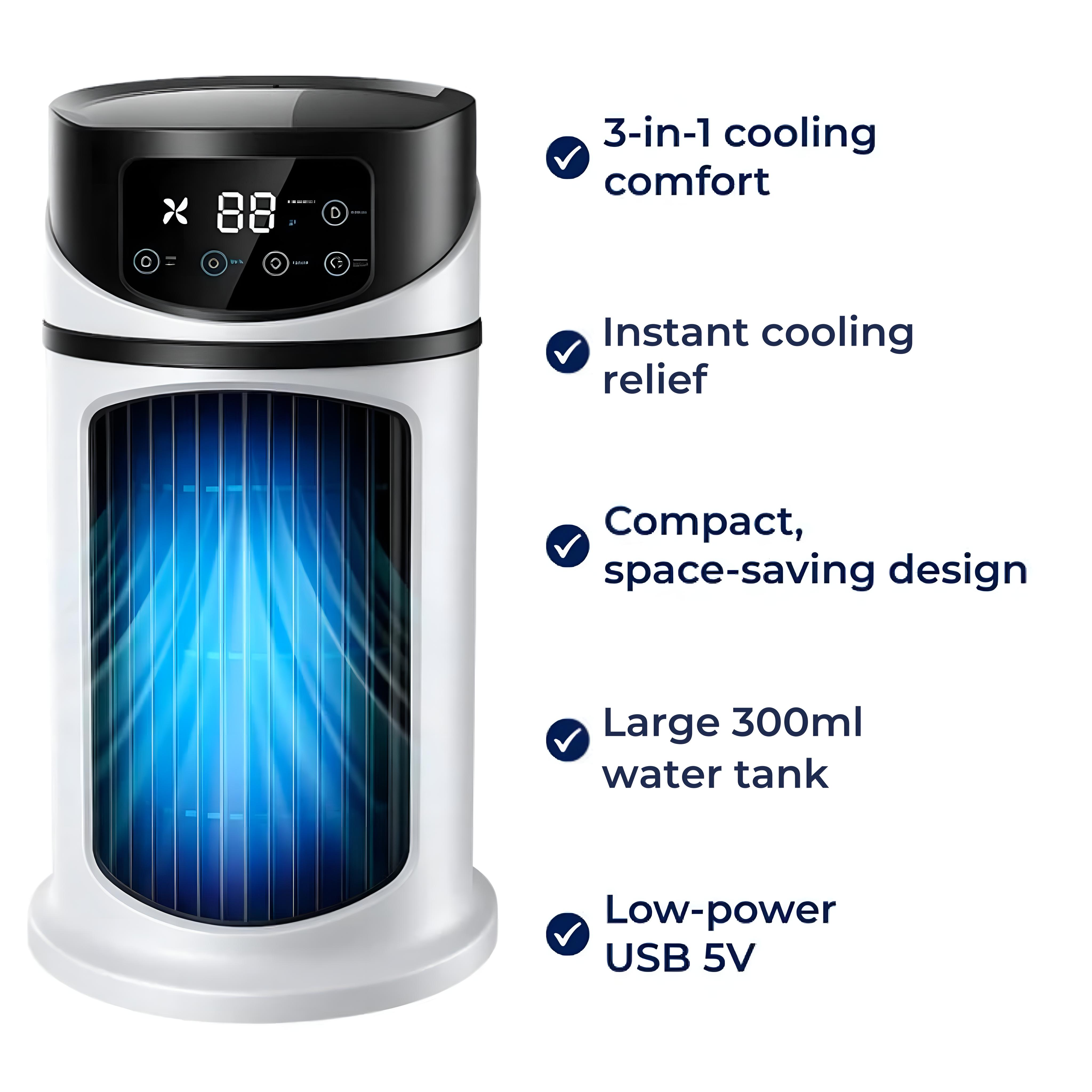 USB-Powered Portable Air Cooler and Humidifier for Home and Desk Use