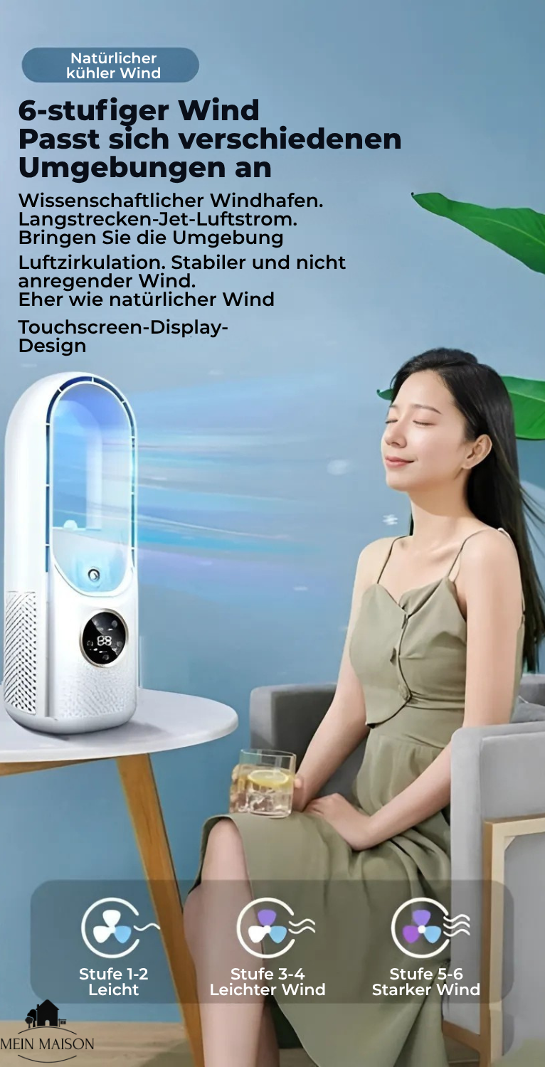 Blade-less USB Fan with Timer and Humidifier – Quiet Cooling Solution