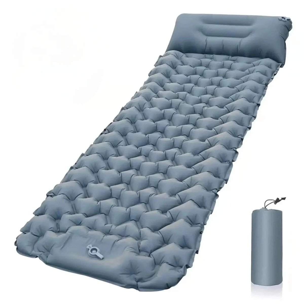 Inflatable Camping Mattress with Built-In Pillow & Foot Pump - Compact Design