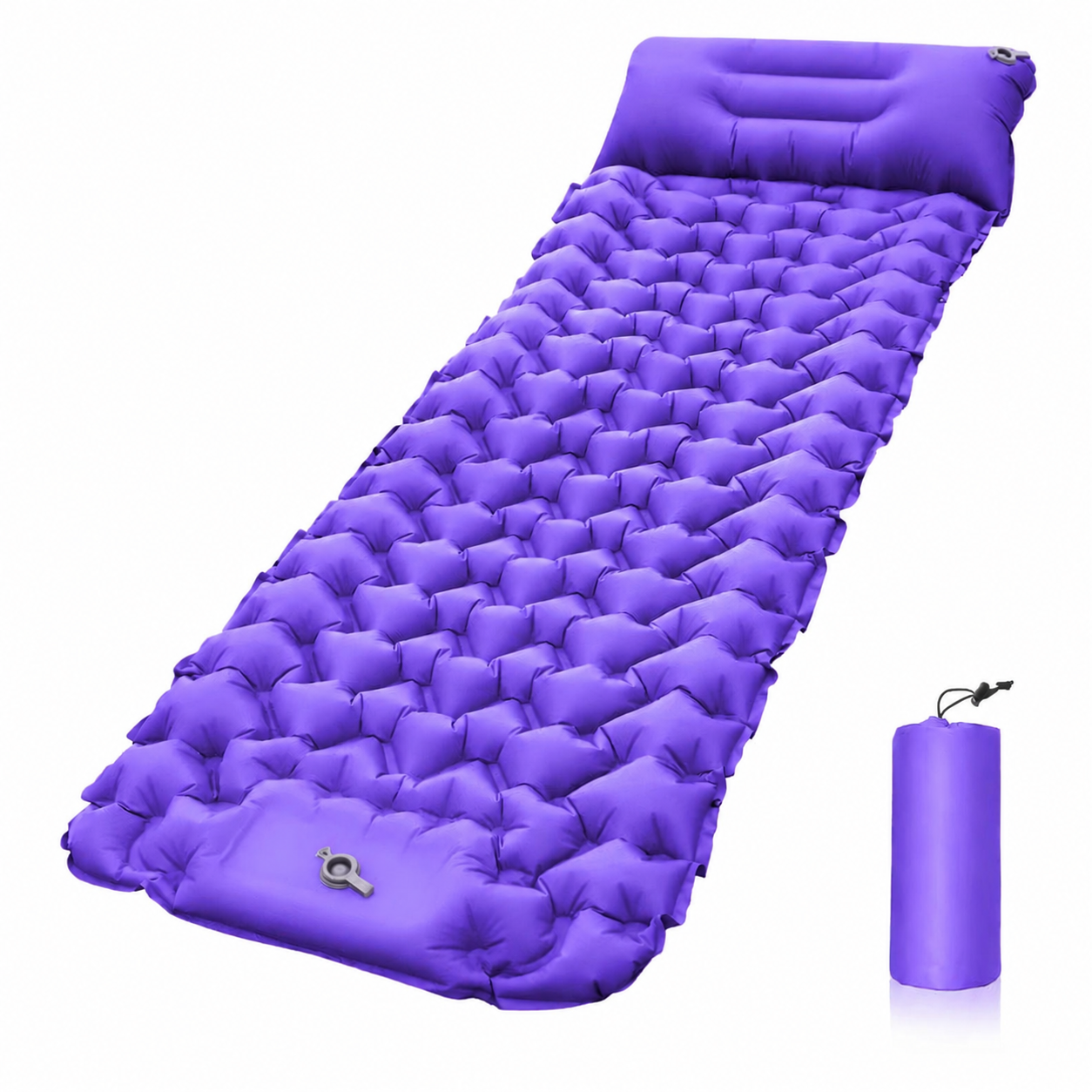 Inflatable Camping Mattress with Built-In Pillow & Foot Pump - Compact Design