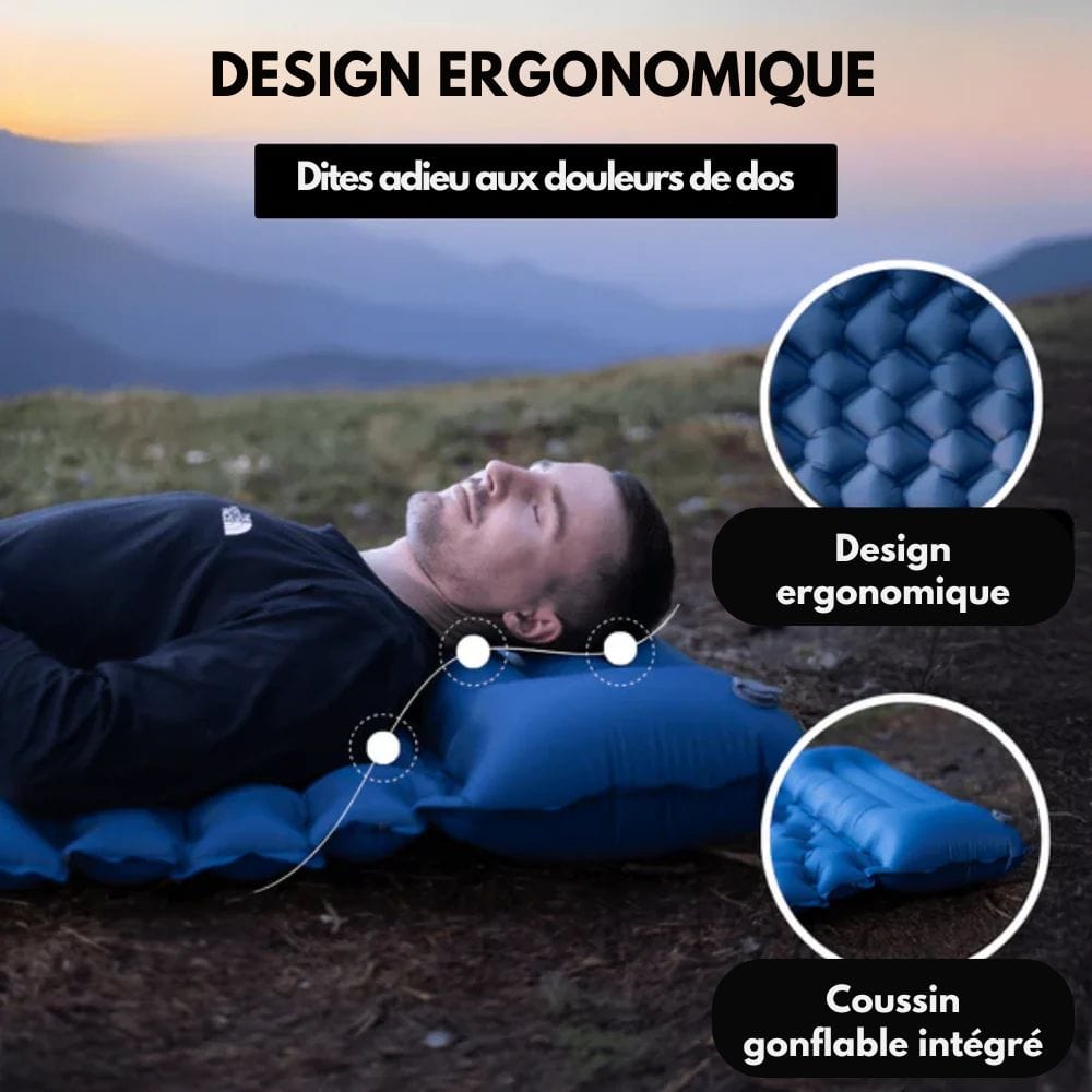 Inflatable Camping Mattress with Built-In Pillow & Foot Pump - Compact Design