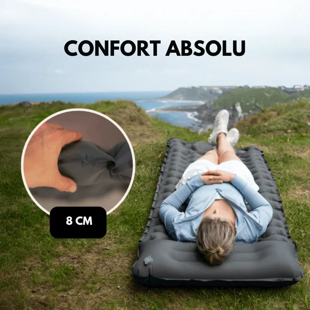 Inflatable Camping Mattress with Built-In Pillow & Foot Pump - Compact Design