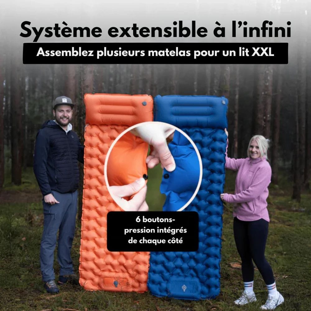 Inflatable Camping Mattress with Built-In Pillow & Foot Pump - Compact Design