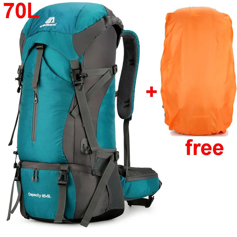70L Hiking Backpack with Rain Cover and Ergonomic Design for Multi-Day Trips