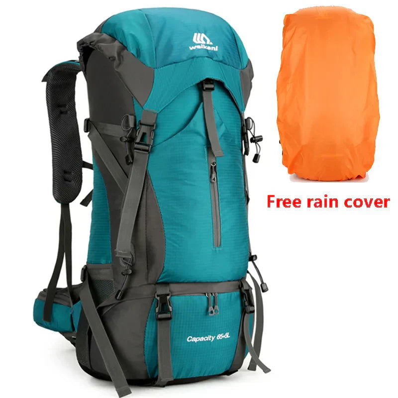 70L Hiking Backpack with Rain Cover and Ergonomic Design for Multi-Day Trips