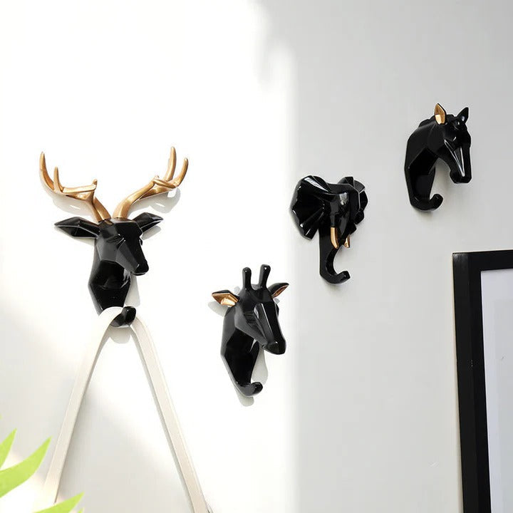 Resin Coat Hooks Shaped Like Animal Heads for Home Decor and Key Organization