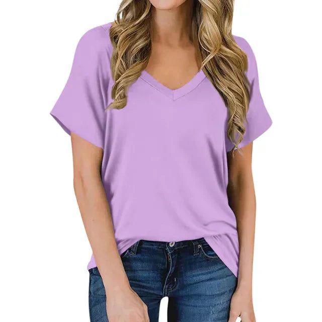 Women's V-Neck T-Shirt | Soft Bamboo Cotton Fabric | Relaxed Fit & Durable Design