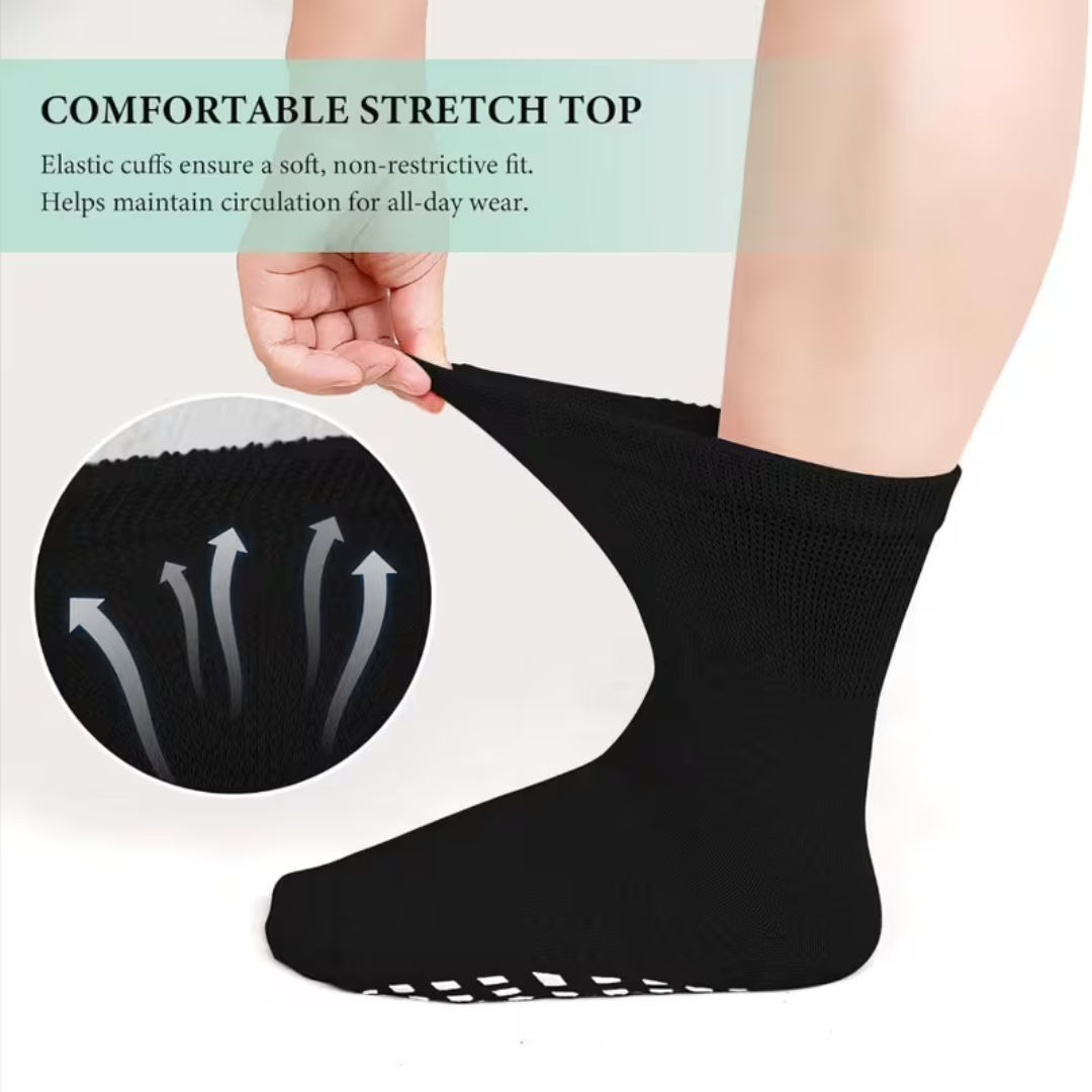 Breathable Anti-Slip Socks for Seniors with Wide Toe Fit