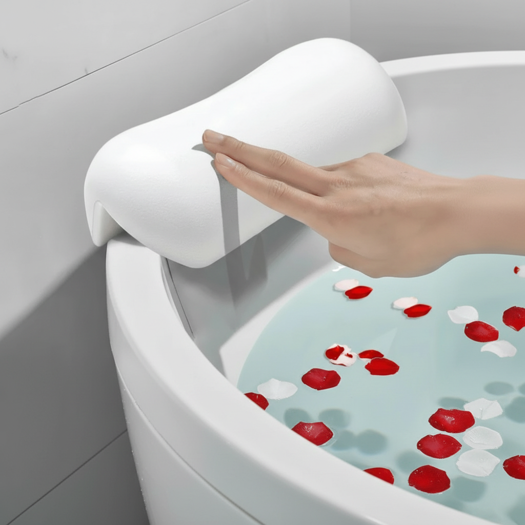 Neck and Head Support Pillow for Bathtub with Suction Cups