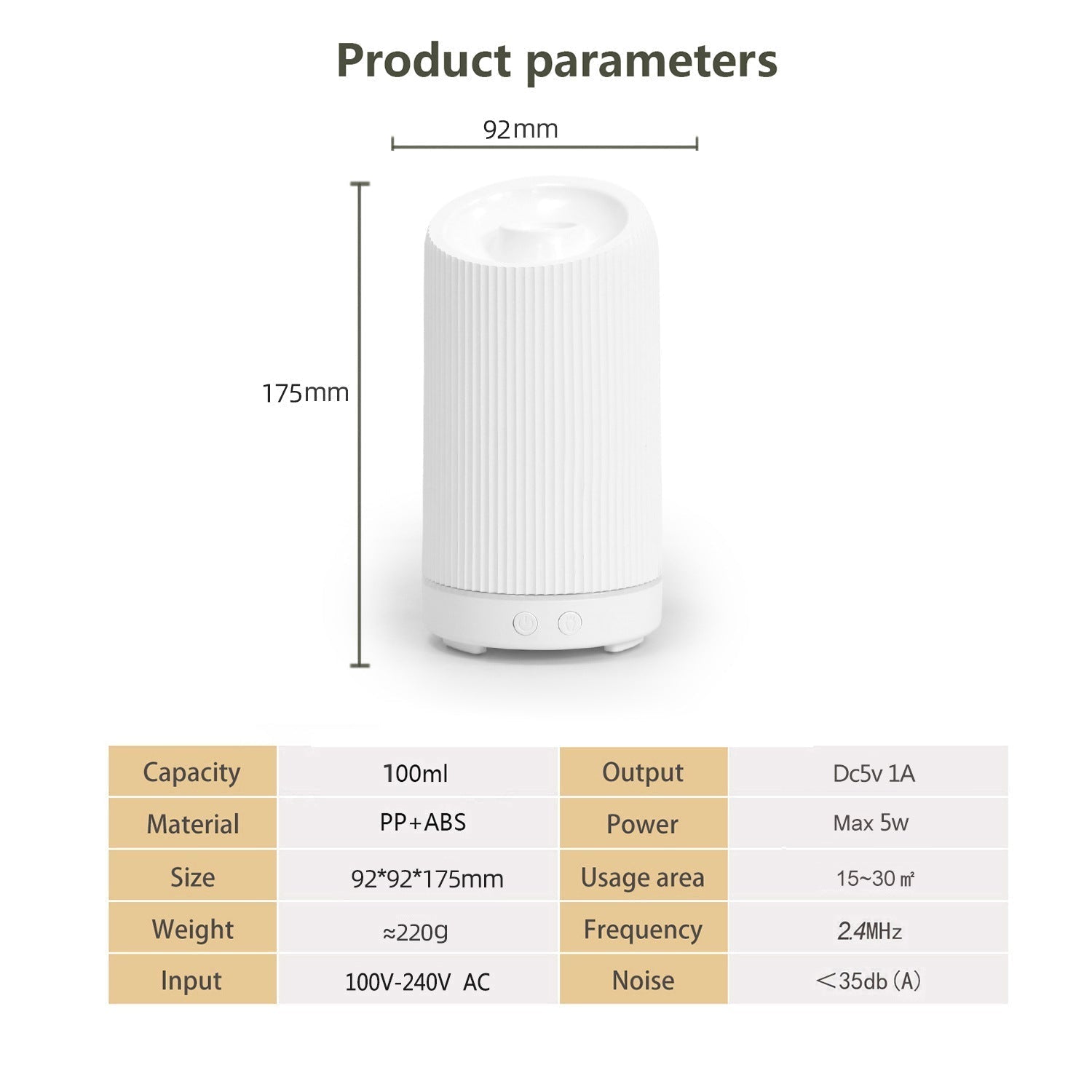 Ultrasonic Humidifier and Aroma Diffuser – 100ml with Remote Control