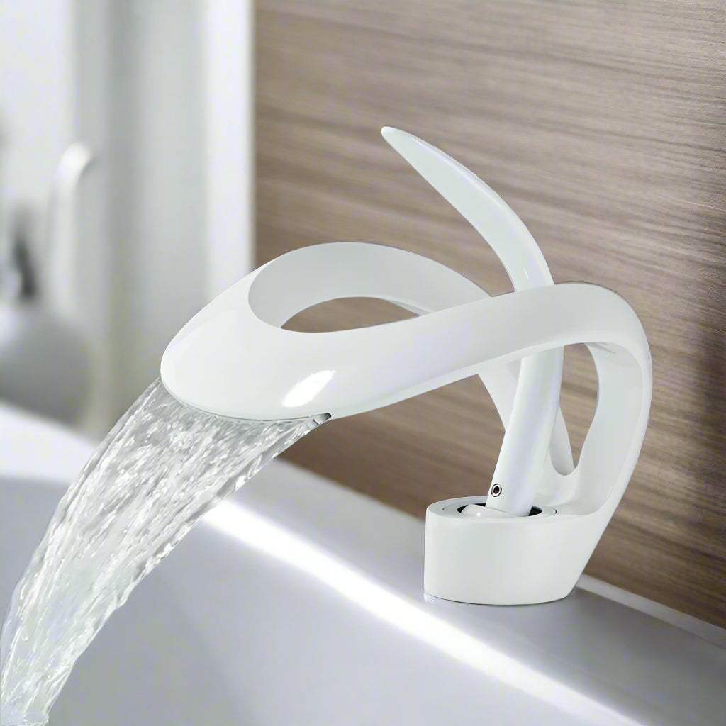 Waterfall Bathroom Faucet with Brass Finish for Contemporary Vanities