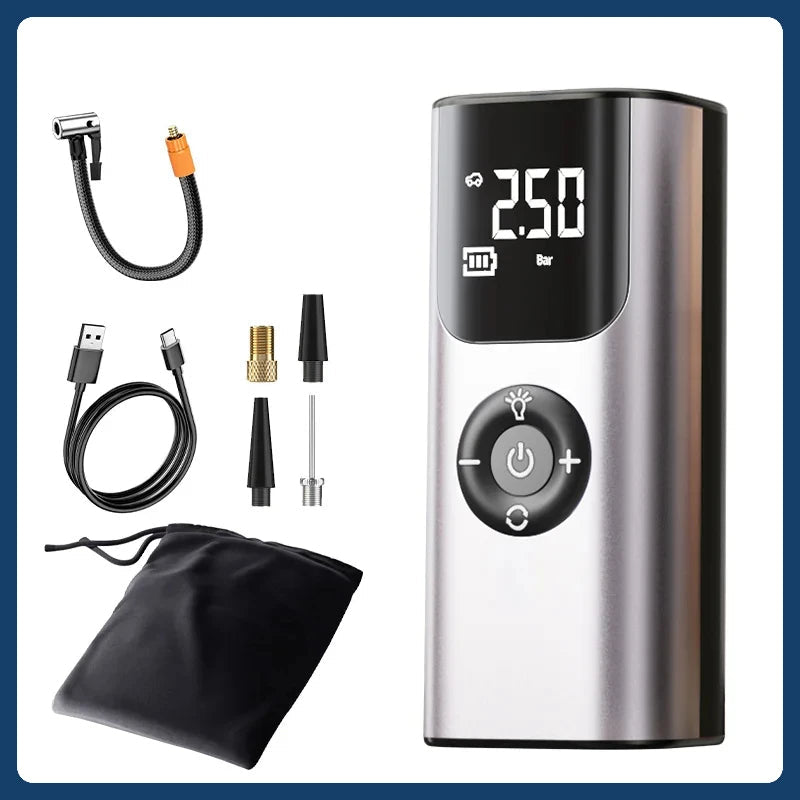 Compact Wireless Tire Inflator with Digital Screen – Portable Air Pump