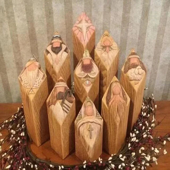 Elegant Nativity Column Statues for Holiday Spirit