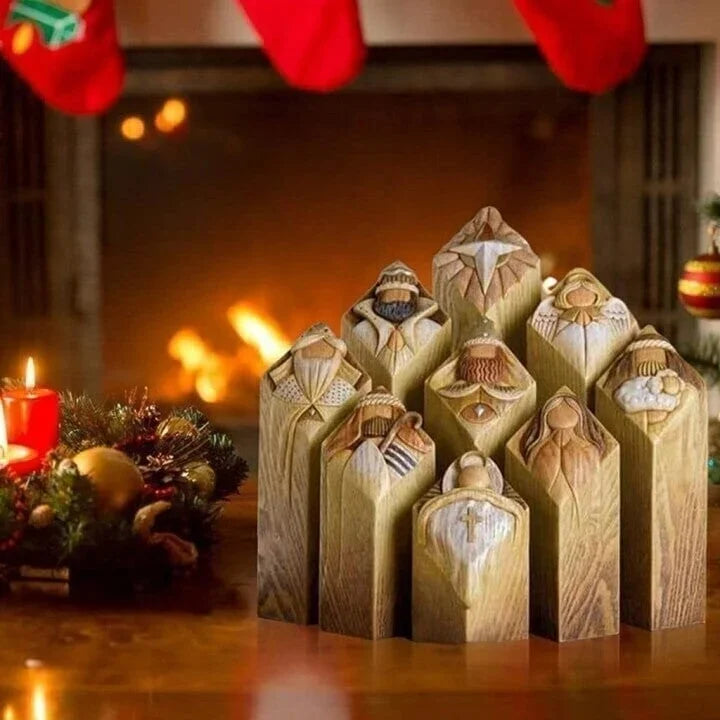 Elegant Nativity Column Statues for Holiday Spirit