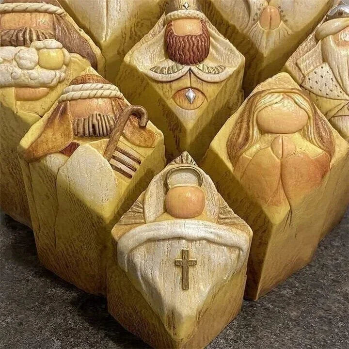 Elegant Nativity Column Statues for Holiday Spirit