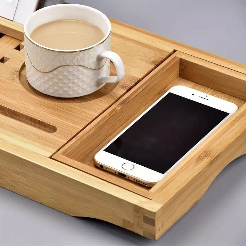 SerenitySpa Bamboo Bathtub Caddy with Adjustable Holders