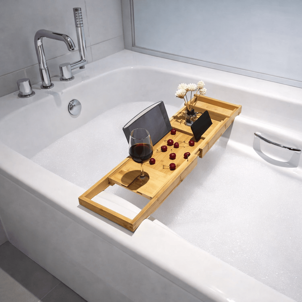 Serenity Bamboo Bath Caddy with Expandable Shelf