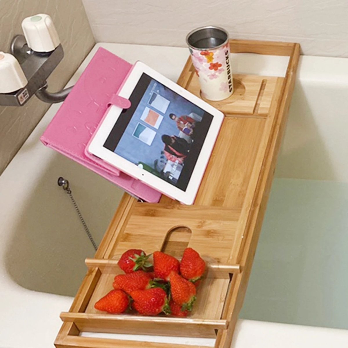 Serenity Bamboo Bath Caddy with Expandable Shelf