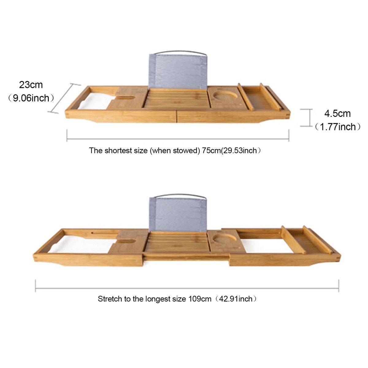 Serenity Bamboo Bath Caddy with Expandable Shelf