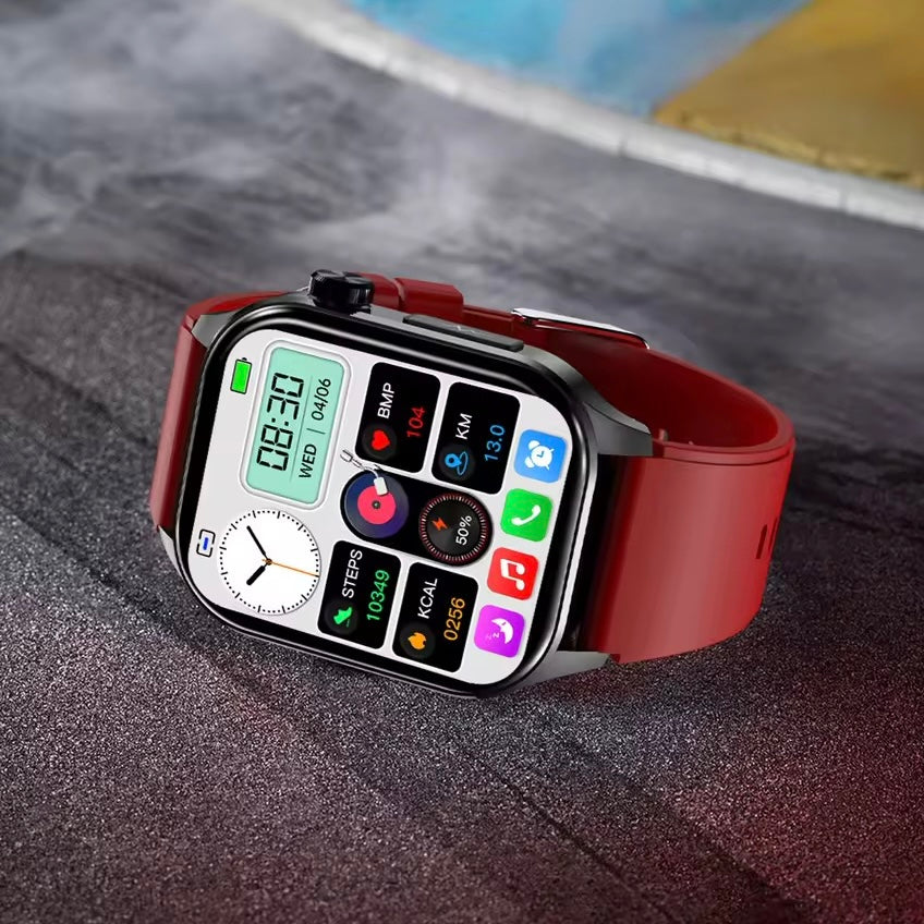 AMOLED Smartwatch with Heart Rate Monitor, Blood Pressure, SOS Alert, IP68, Bluetooth Calling