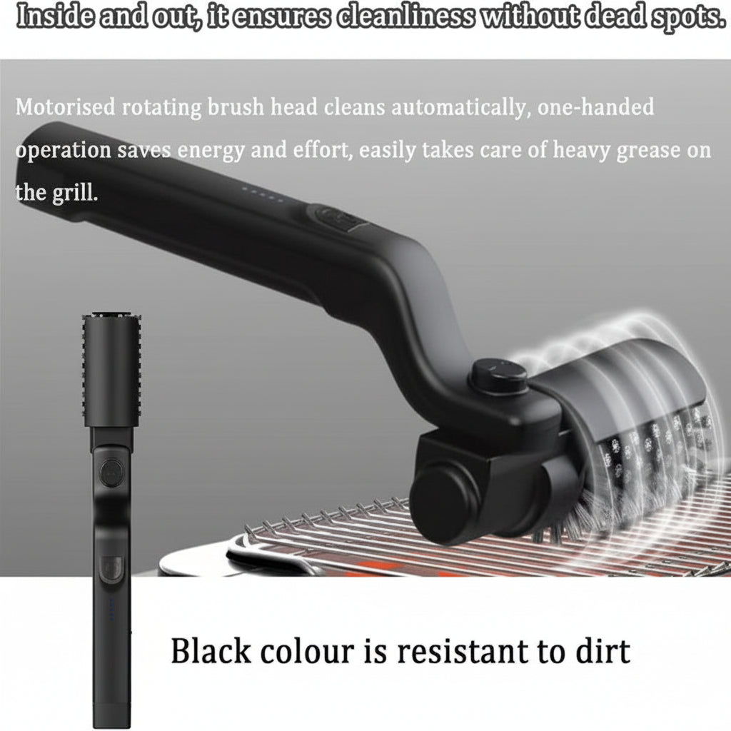 Rechargeable BBQ Cleaning Tool with Sturdy Metal Handle