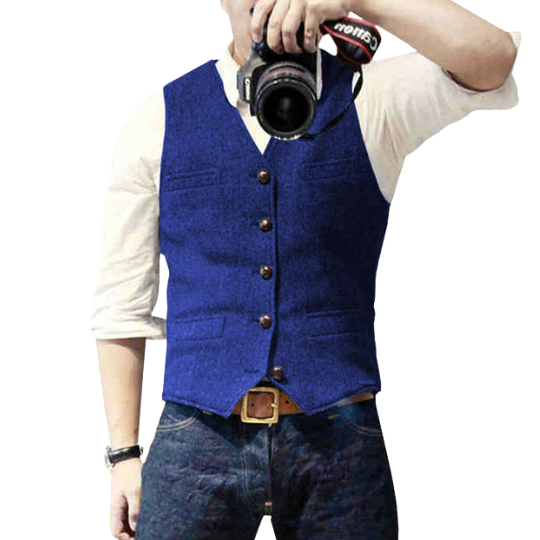 Men's Vest | Single-Breasted Tailored Fit | Cotton & Wool Blend | Versatile Style for All Seasons