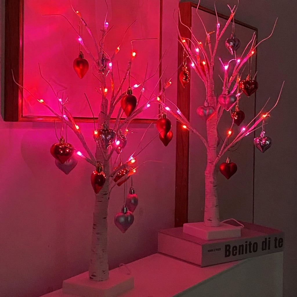 Romantic Heart-Shaped LED Birch Tree Lamp for Cozy Spaces