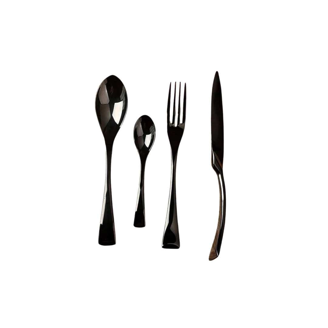 Sleek Black Stainless Steel Dining Cutlery Collection