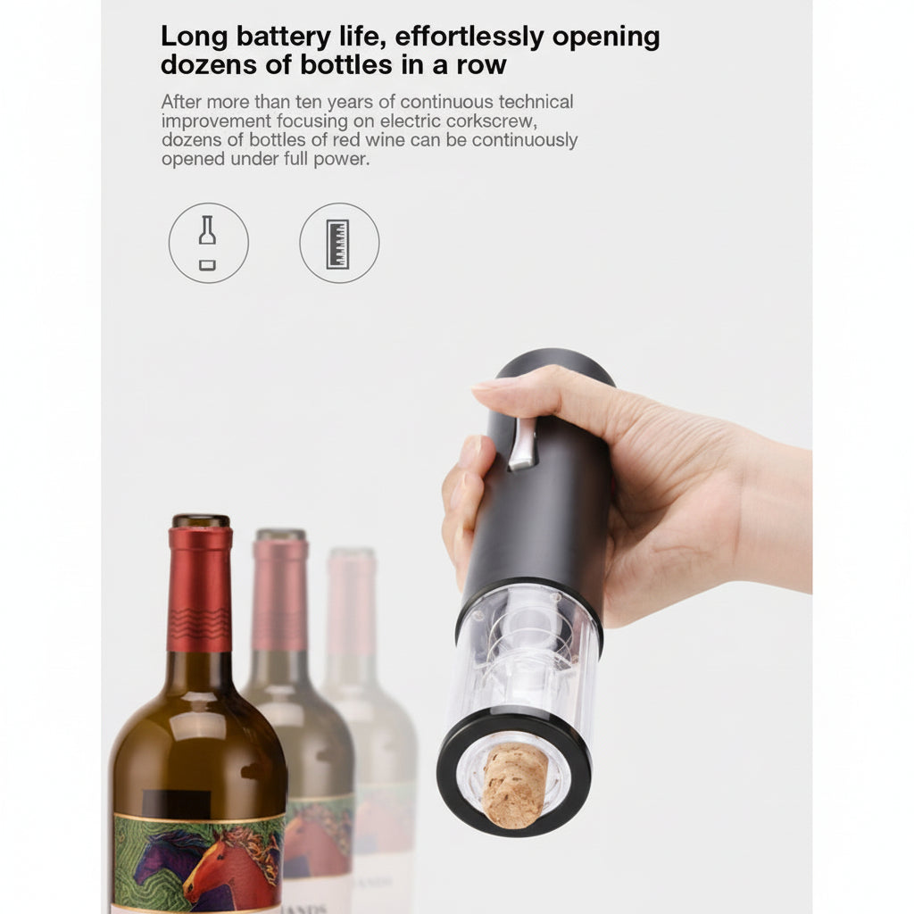 Effortless Wine Bottle Opener – Quick and Cordless Cork Removal