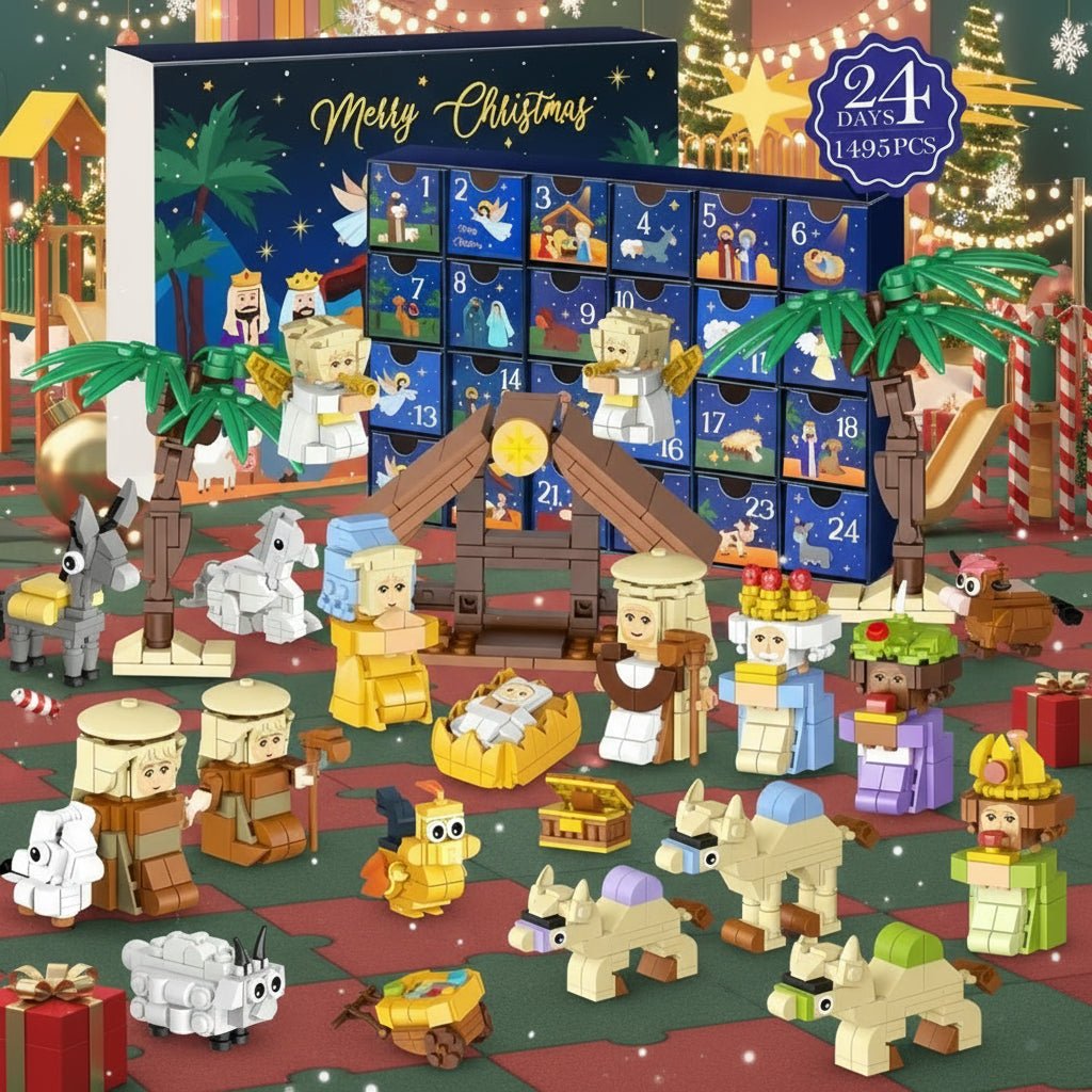 Joyful Countdown Nativity Building Set for Families - 24 Blocks