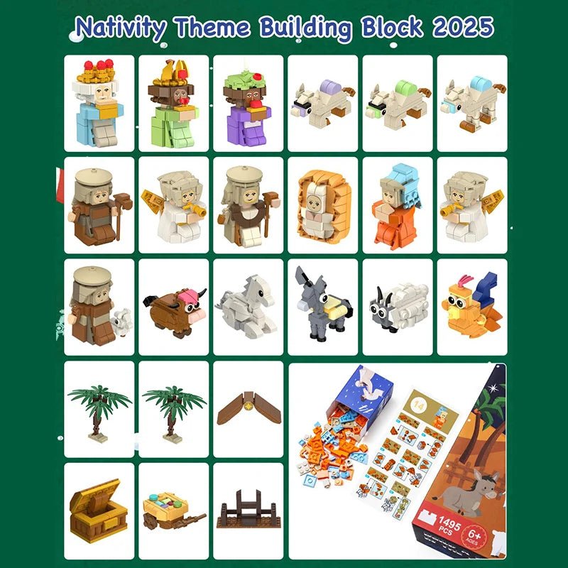 Joyful Countdown Nativity Building Set for Families - 24 Blocks
