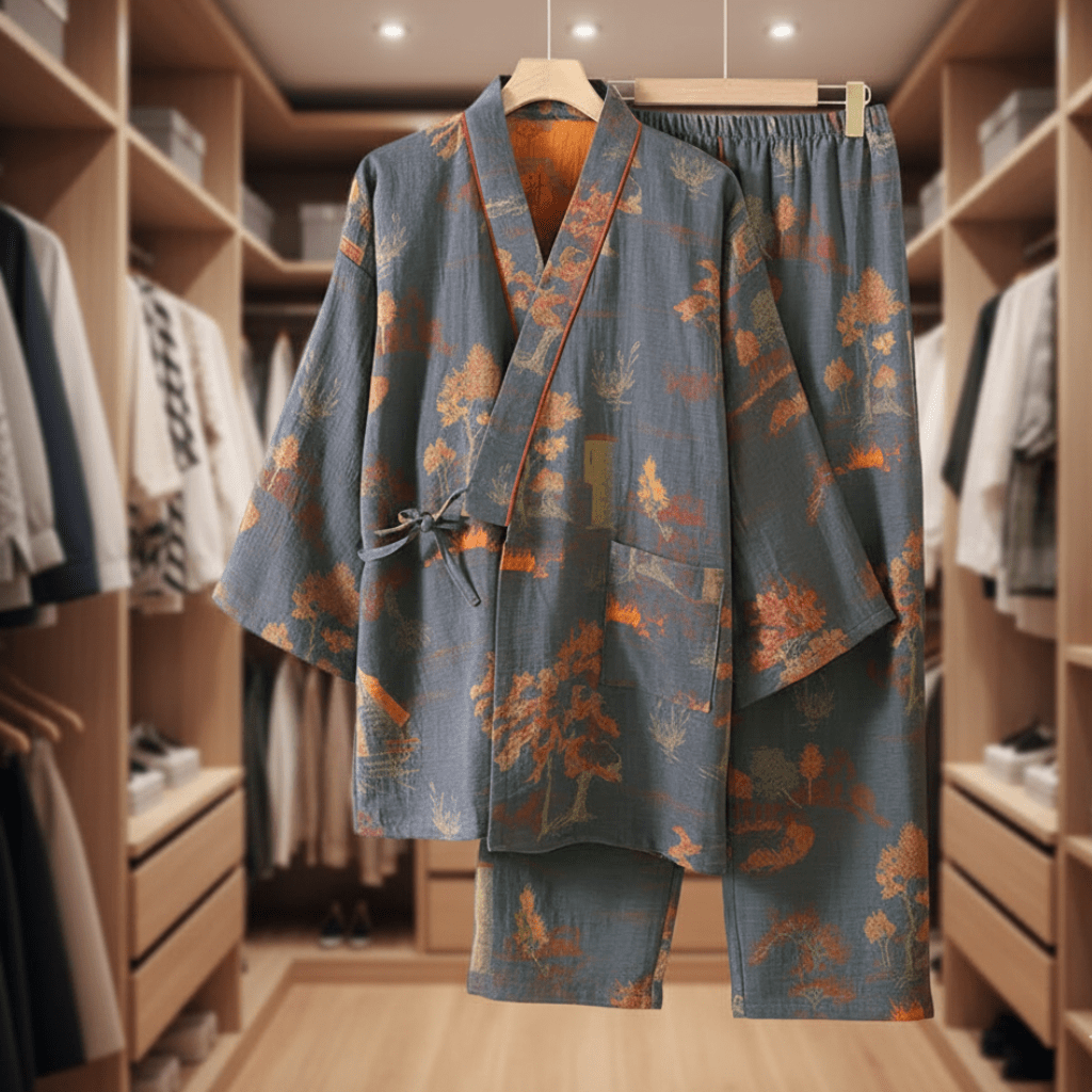 SereneBrush Cotton Kimono Loungewear Set for Ultimate Comfort