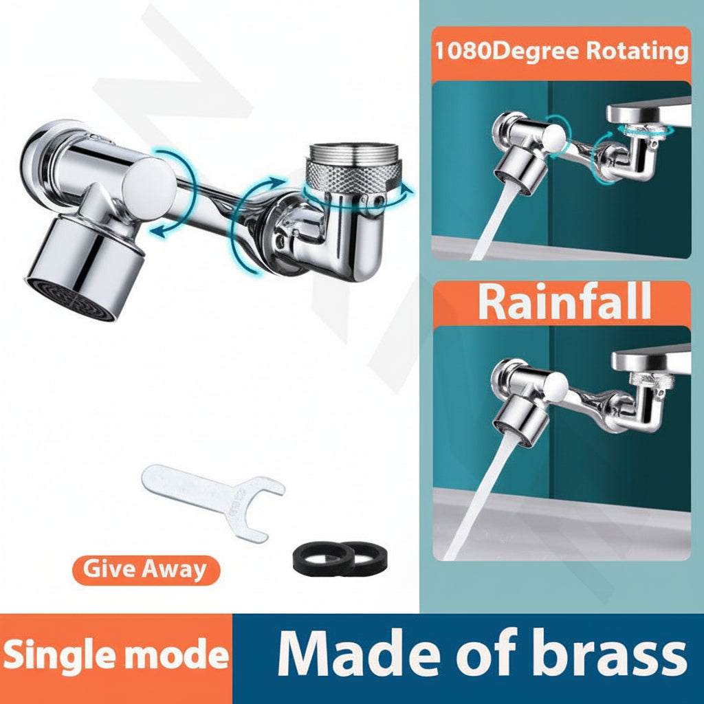 Versatile Splash-Free Faucet Attachment with Rotating Head