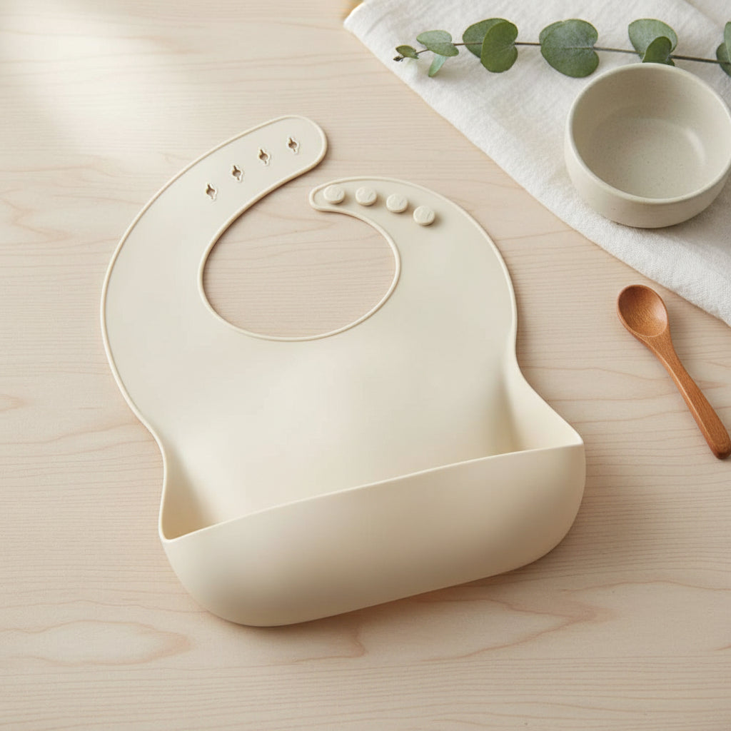 Adjustable Silicone Feeding Bib with Waterproof Design